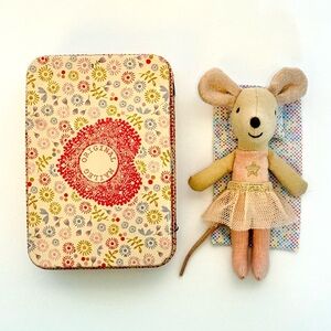 RETIRED Maileg Little Sister Ballerina Mouse - STAR Tutu HTF Suitcase & Bedding